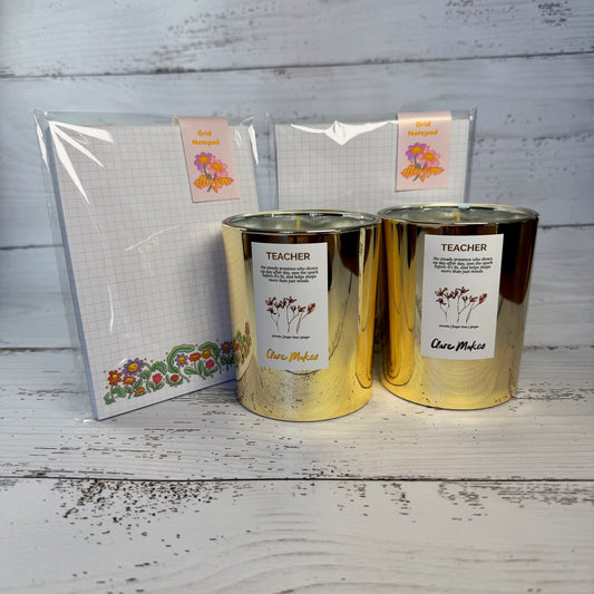 Teacher Appreciation Candle & Notepad Set - Limited Release - Clare Makes - Candle