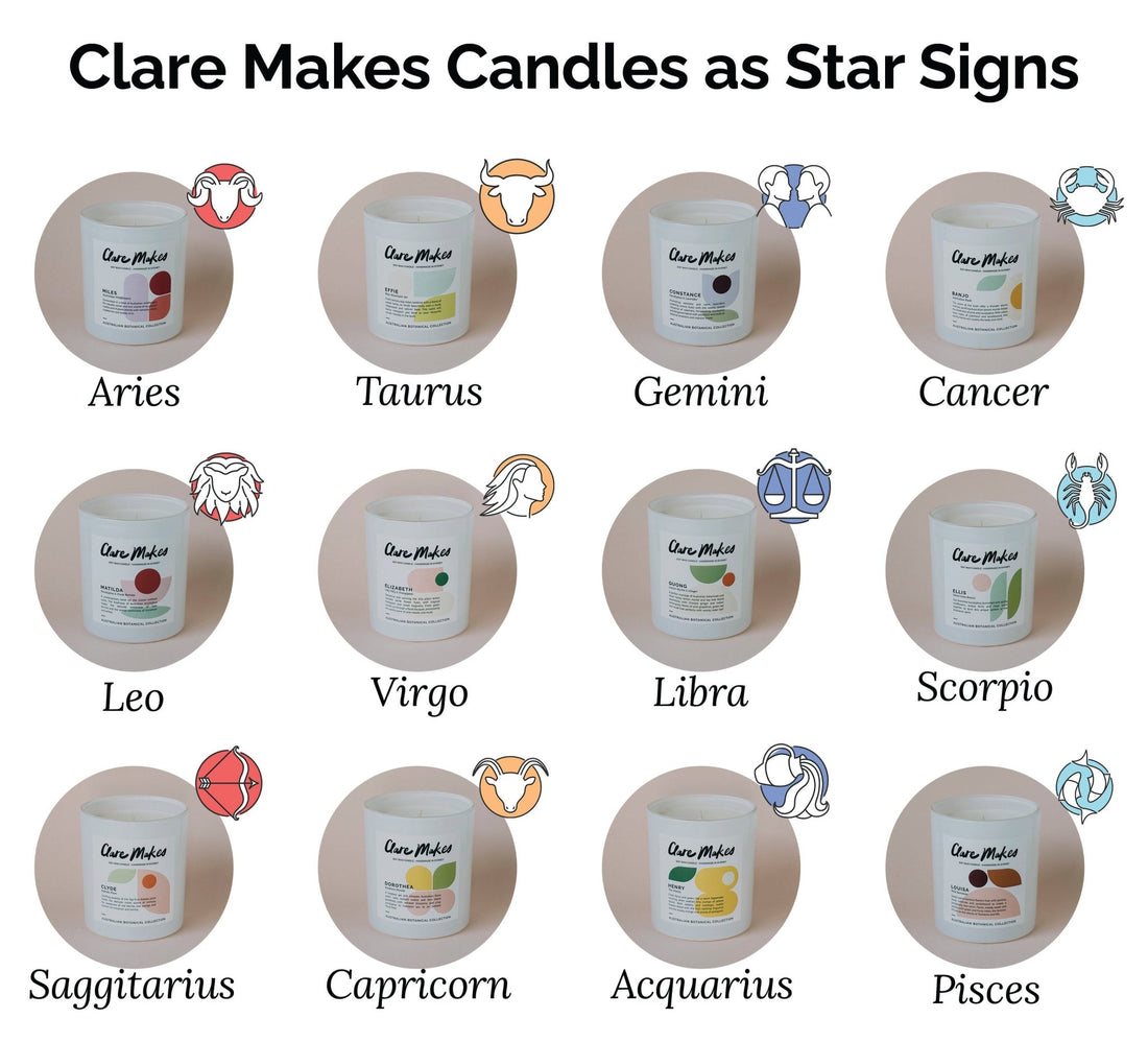 Star Signs as Candles - Clare Makes