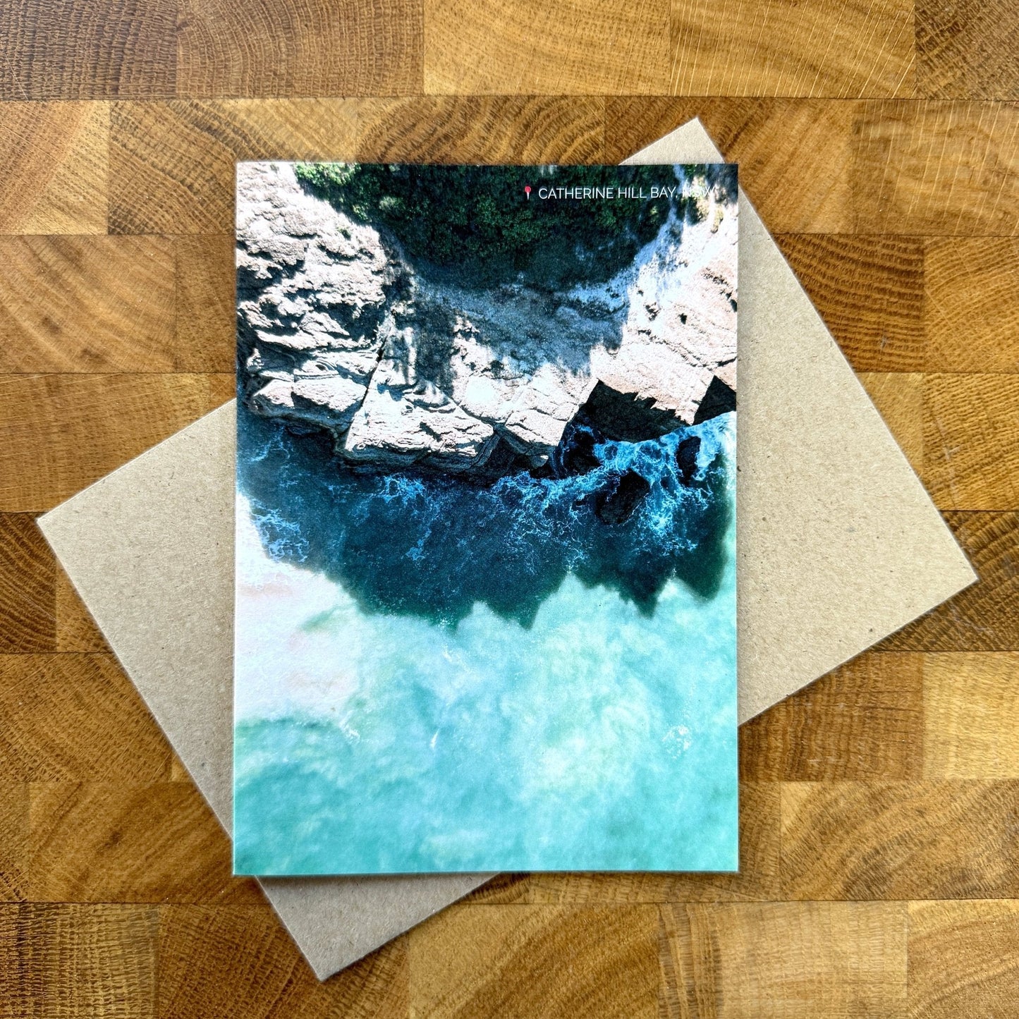 Catherine Hill Bay Aerial Greeting Card | NSW Cliffs Card | Clare Makes - Clare Makes -