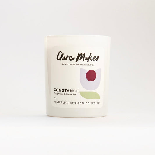 Eucalyptus & Lavender Medium Candle 180g - hand-poured soy wax candle with 40-hour burn time from Clare Makes