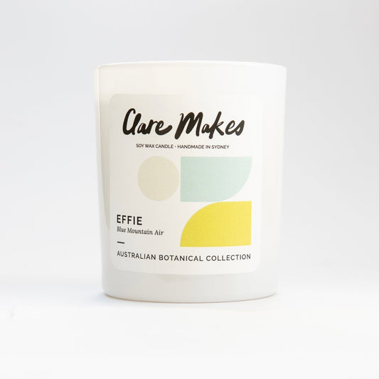 Blue Mountain Air Medium Candle 180g - hand-poured soy wax candle with lemon myrtle, strawberry gum and cedar scent from Clare Makes