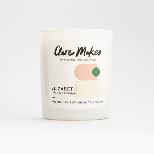 Lilly Pilly & Frangipani Medium Candle 180g - hand-poured soy wax candle with tropical lilly pilly and frangipani scent and 40-hour burn time from Clare Makes