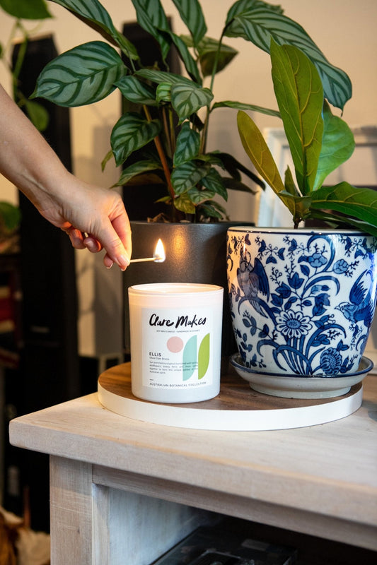 Ghost Gum Breeze Large Candle 280g - hand-poured soy wax candle with fresh eucalyptus and wildflower scent and 50-hour burn time from Clare Makes