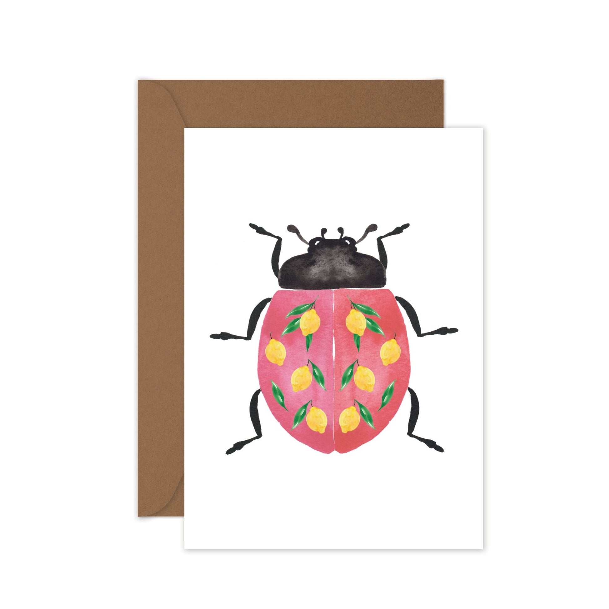 Greeting Card: Lemon Ladybugs (Blank Inside) - Clare Makes - Card