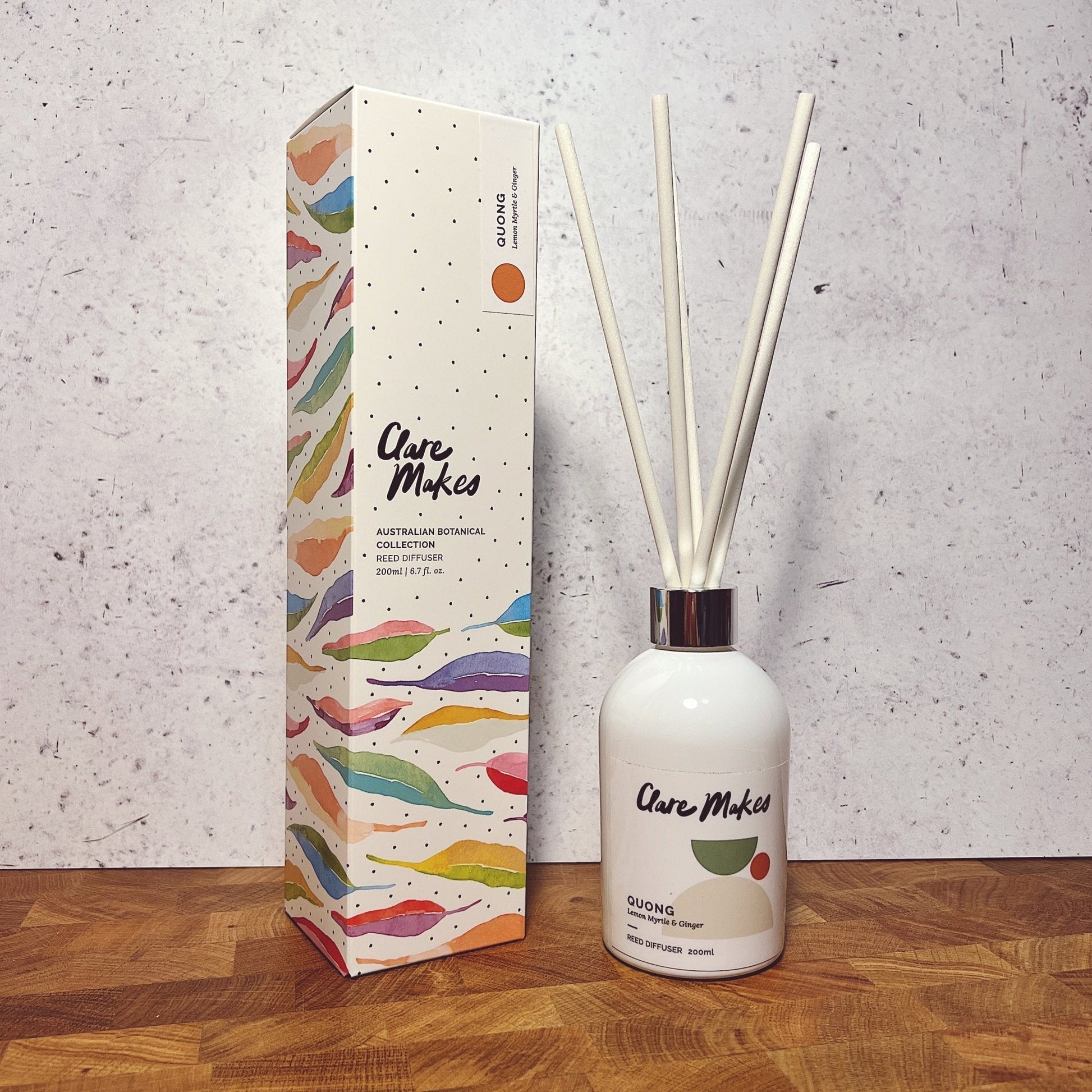 Lemon Myrtle & Ginger Reed Diffuser 200ml (Quong) - Clare Makes - Reed Diffuser