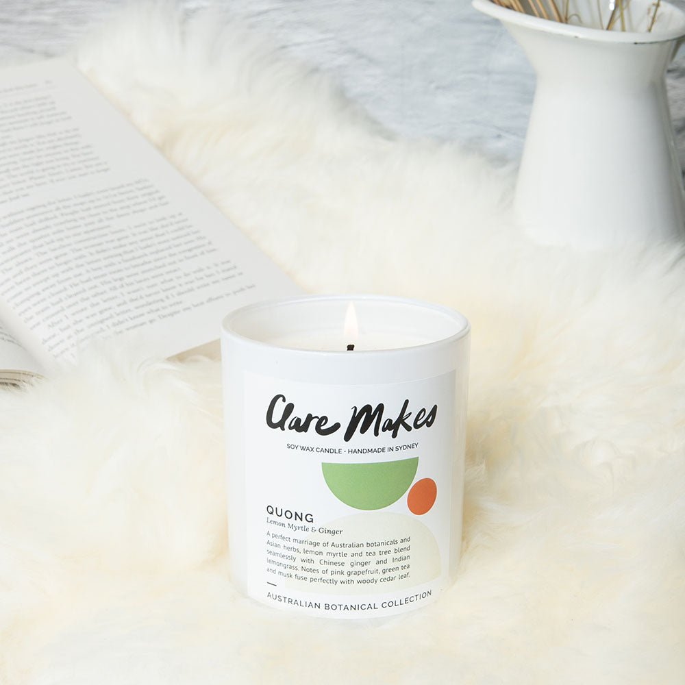 Quong: Lemon Myrtle & Ginger - Clare Makes - Candle