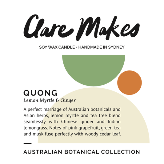 Quong: Lemon Myrtle & Ginger Candle (Seconds) - Clare Makes - Candle